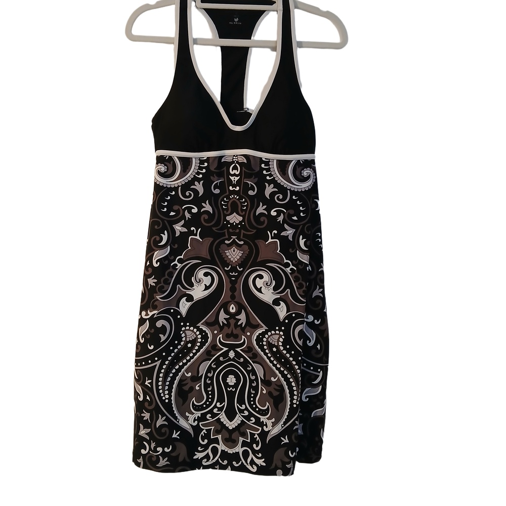 Athleta Womens Black White Patterned Halter Activewear Dress Size Small 739139